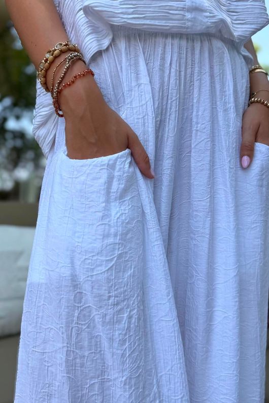 Tasha Damask Bloom Pant White